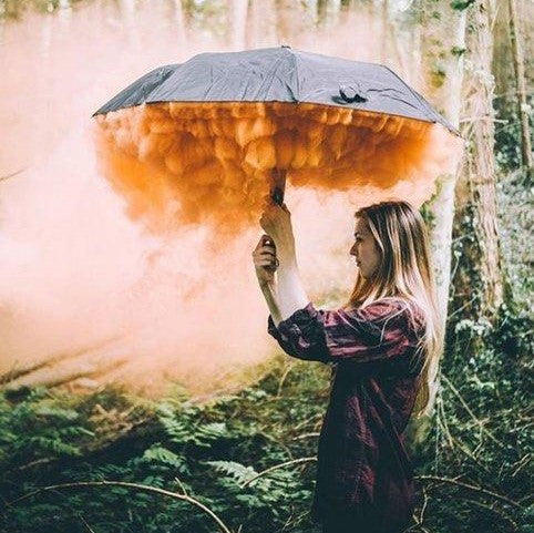 Orange Smoke Bomb Umbrella Photography