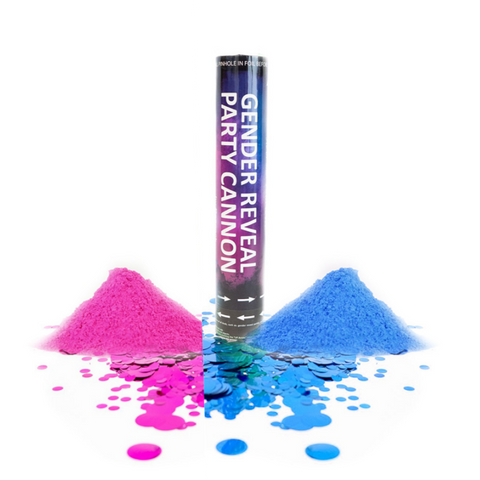 Confetti + Powder + Streamers Gender Reveal Cannons 32 / Light Blue + Dark Blue / No - with Color Label