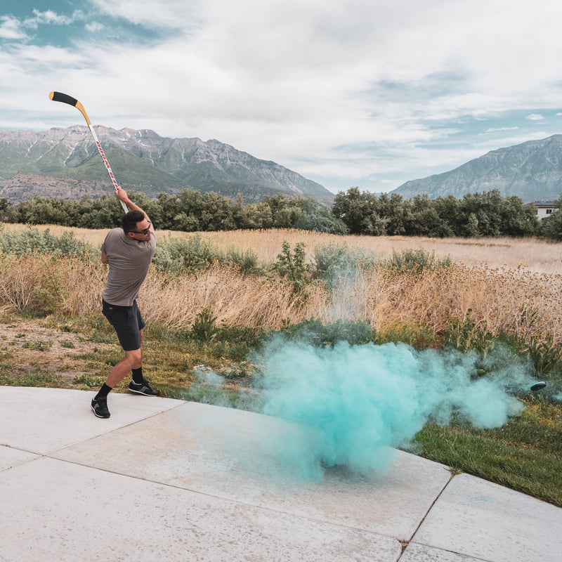 thumbnail image 2 of Gender Reveal Hockey Puck 2-Pack With Pink & Blue Powder - Exploding Slapshot Baby Reveal For Hockey Fans 2 of 12