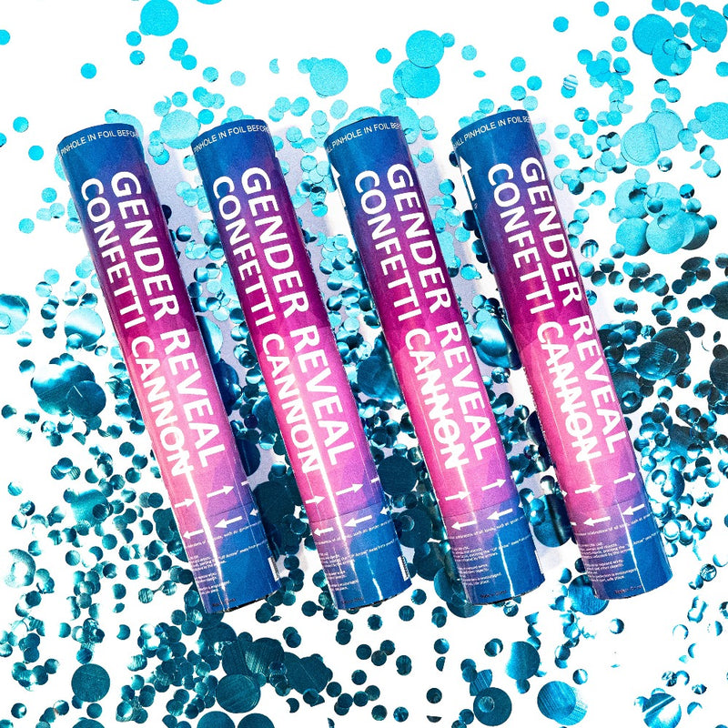 blue gender reveal confetti cannon