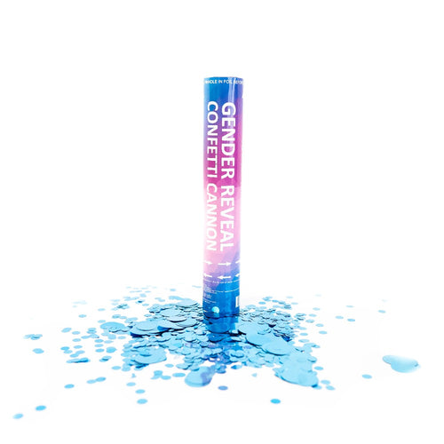 blue gender reveal confetti cannon