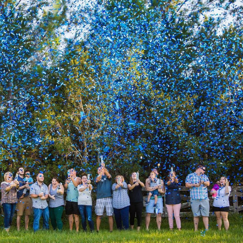 blue gender reveal confetti cannons pink blue