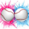 gender reveal exploding baseballs pink blue powder